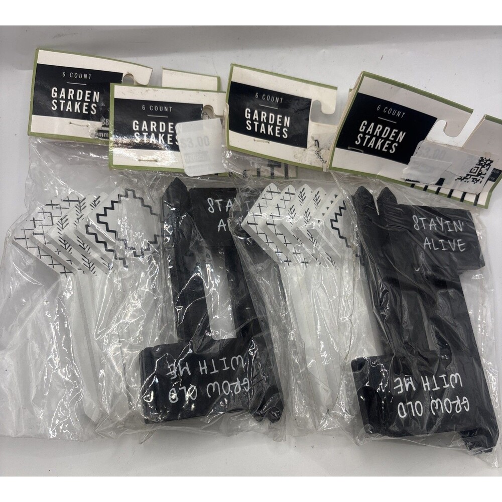 Horizon Garden Stakes Mini 6pk- Lot of 4, 2 White & 2 Black Packs New